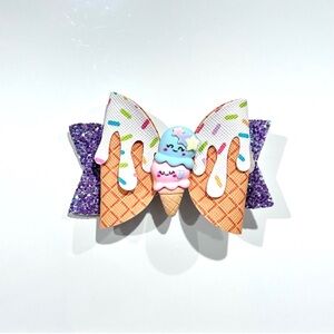 Girls Ice Cream Bow Hair Clip